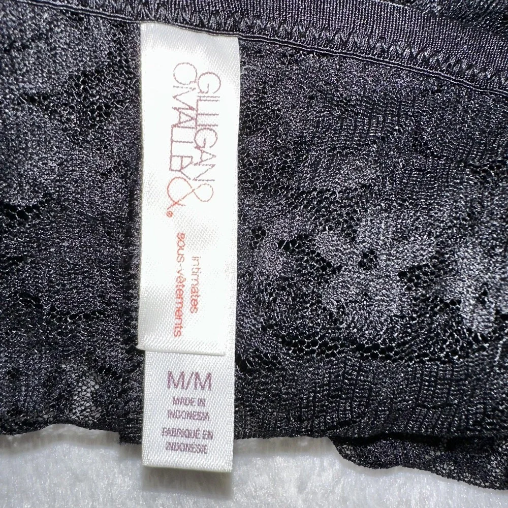 Gilligan‎ & O'Malley Lace Chemise Slip Dress M Black Sheer Lingerie Mini